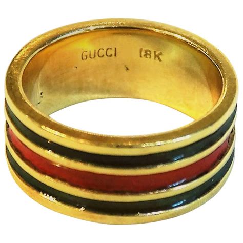 gucci ring gold red and green|gucci trademark ring in gold.